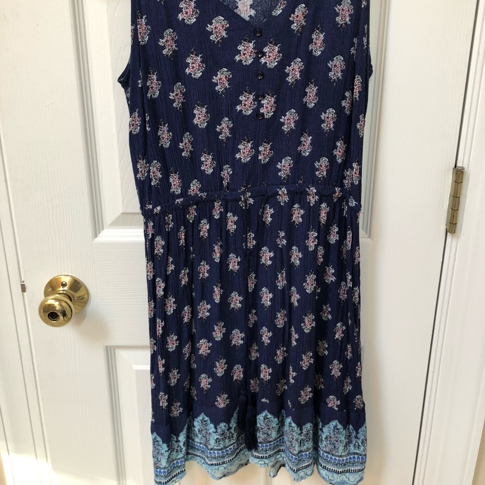 Tank dress Navy w draw string tassels at waist